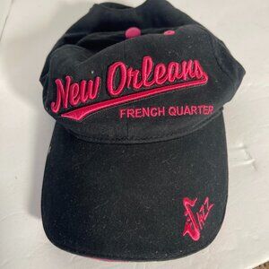 New Orleans French Quarter Jazz Cap Hat Adult Adjustable Black Pink Cotton